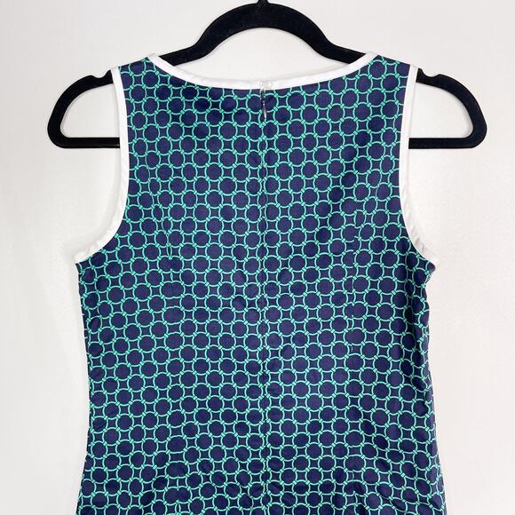 Miss B Tween 14 Navy Blue Green White Polka Dot Print Shift Dress Sleeveless - Picture 6 of 9